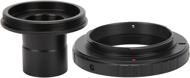 Zyyini Microscope Lens Adapter, Aluminium Alloy Black 23.2mm T-Mount Microscope to for SLR Camera Biological Microscope Adapter Ring Record The Beauty in The Micro World - Image 1