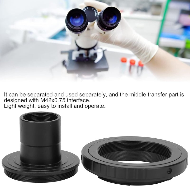 Zyyini Microscope Lens Adapter, Aluminium Alloy Black 23.2mm T-Mount Microscope to for SLR Camera Biological Microscope Adapter Ring Record The Beauty in The Micro World - Image 5