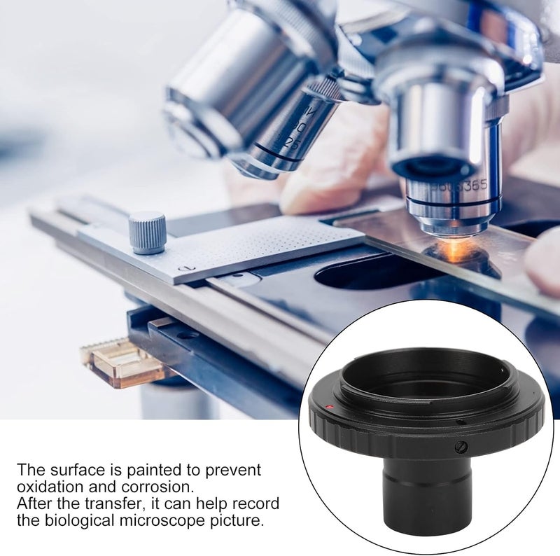 Zyyini Microscope Lens Adapter, Aluminium Alloy Black 23.2mm T-Mount Microscope to for SLR Camera Biological Microscope Adapter Ring Record The Beauty in The Micro World - Image 3