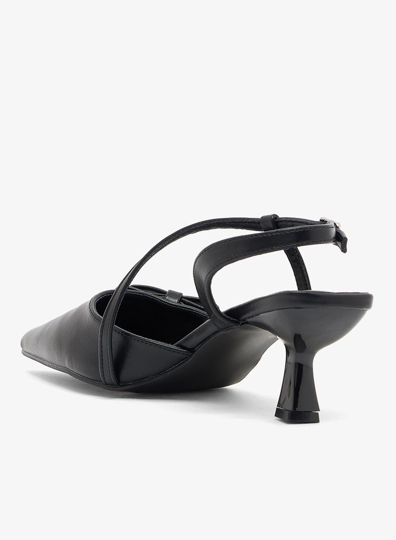 GLAMOROUS Casual Sling Back Kiiten Heeled Sandals - Image 3