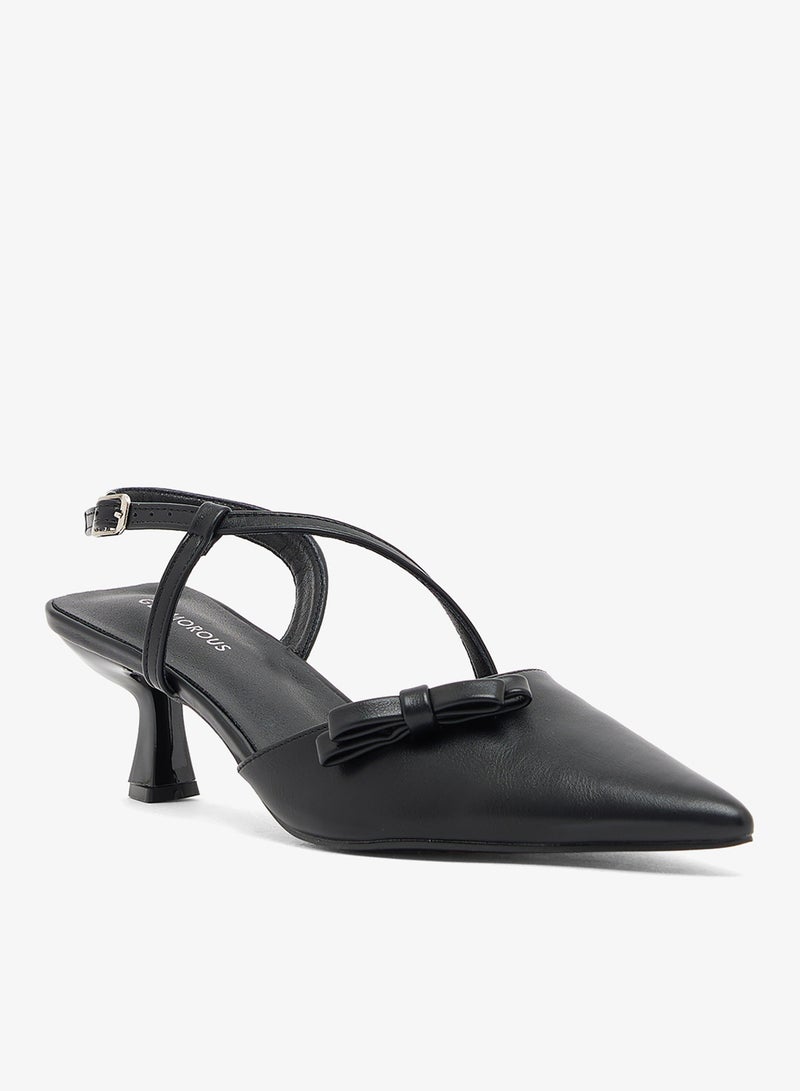 GLAMOROUS Casual Sling Back Kiiten Heeled Sandals - Image 2