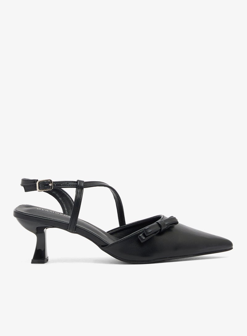 GLAMOROUS Casual Sling Back Kiiten Heeled Sandals - Image 1