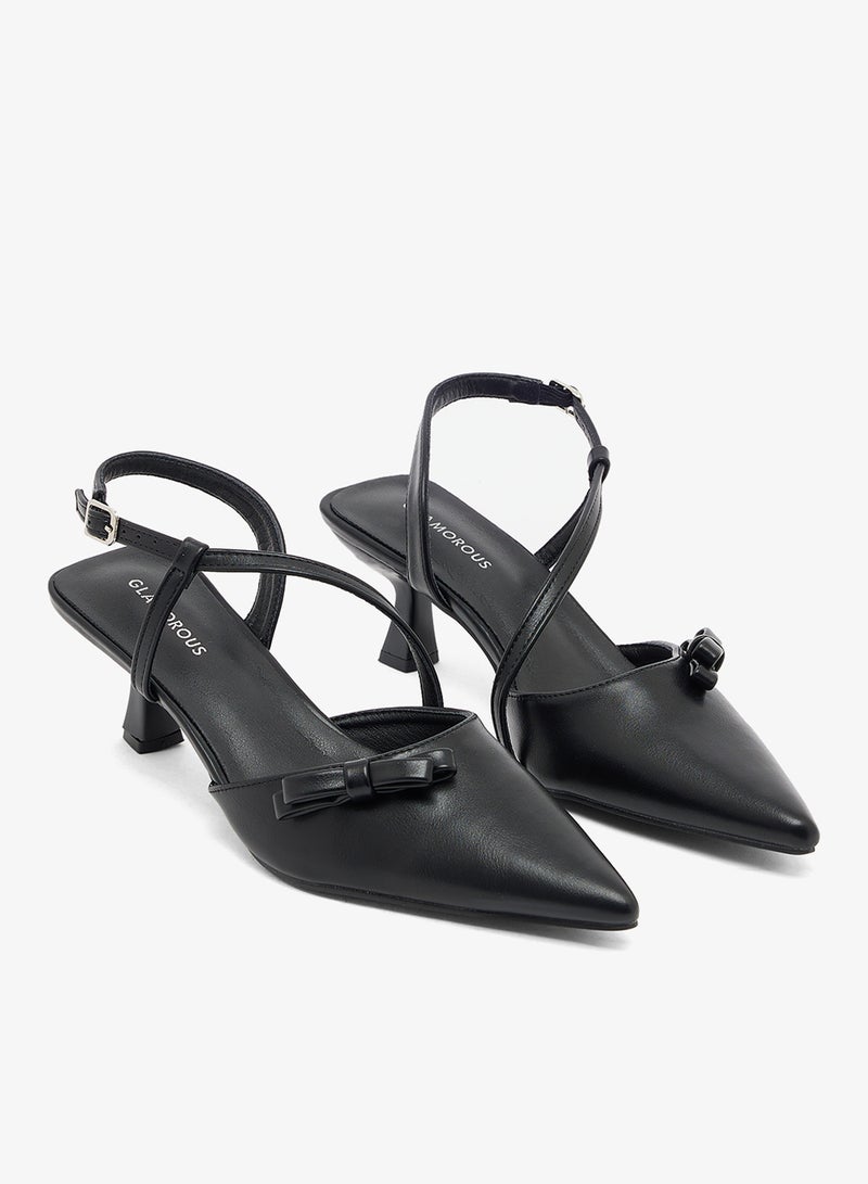 GLAMOROUS Casual Sling Back Kiiten Heeled Sandals - Image 4