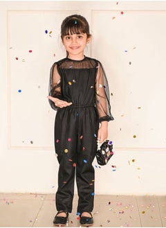 LILPICKS Mesh Insert Straight Leg Jumpsuit by Styli  - Image 1