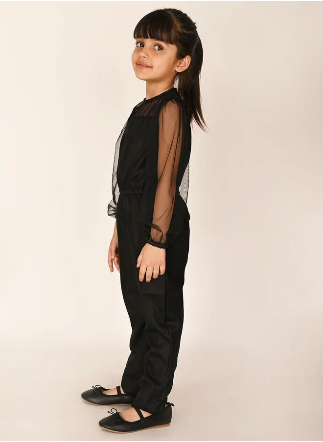 LILPICKS Mesh Insert Straight Leg Jumpsuit by Styli