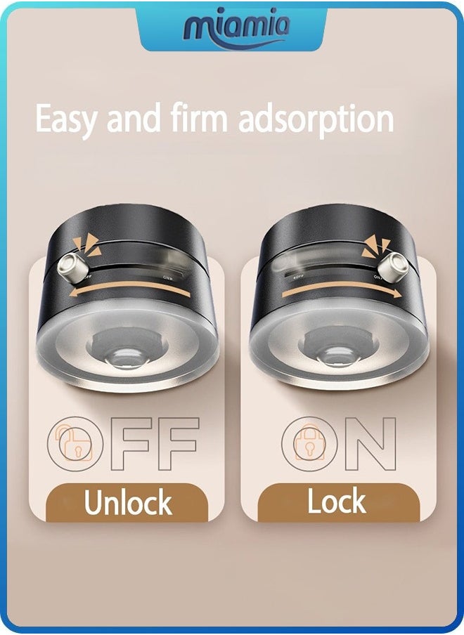 Magnetic Car Phone Holder, Suction Cup Mount, Multi-Angle Rotation, Includes Mirror Stickers, Magnetic Sheets, and Hex Wrench for Easy Installation