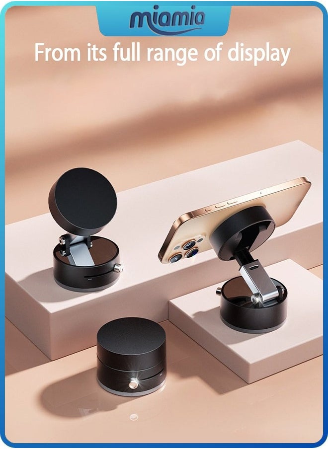 Magnetic Car Phone Holder, Suction Cup Mount, Multi-Angle Rotation, Includes Mirror Stickers, Magnetic Sheets, and Hex Wrench for Easy Installation