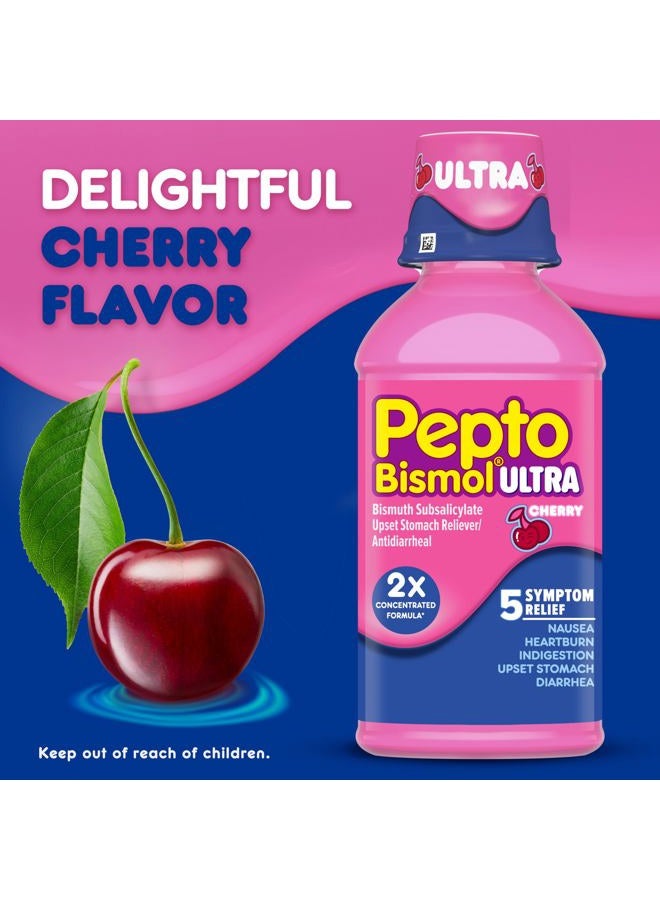 Pepto Bismol Liquid Ultra for Nausea, Heartburn, Indigestion, Upset Stomach, and Diarrhea - 5 Symptom Fast Relief, Cherry Flavor 12 oz (Pack of 3) - Image 5
