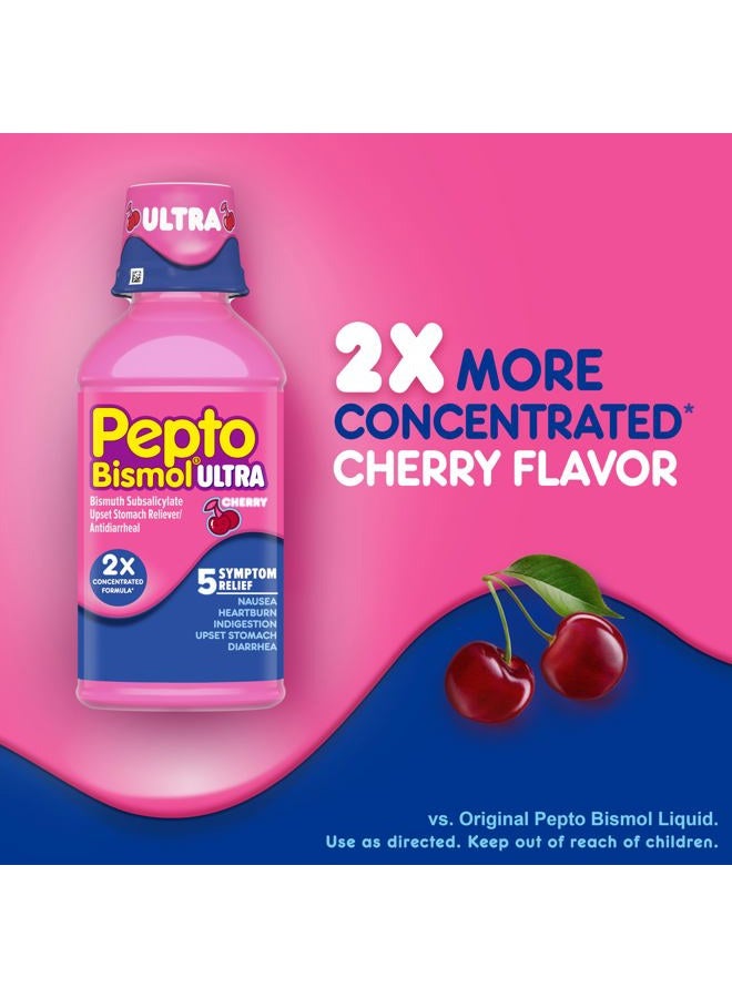 Pepto Bismol Liquid Ultra for Nausea, Heartburn, Indigestion, Upset Stomach, and Diarrhea - 5 Symptom Fast Relief, Cherry Flavor 12 oz (Pack of 3) - Image 4
