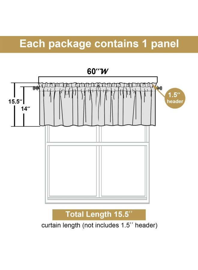 Lecloud Black Valance for Windows 14 Inch Length, Thermal Privacy Blackout Curtains, Farmhouse Kitchen Home Decor Drapes with Rods Pocket for Bathroom Cafe Basement Cabinet, 60" W x 14" L 1 Panel - Image 2