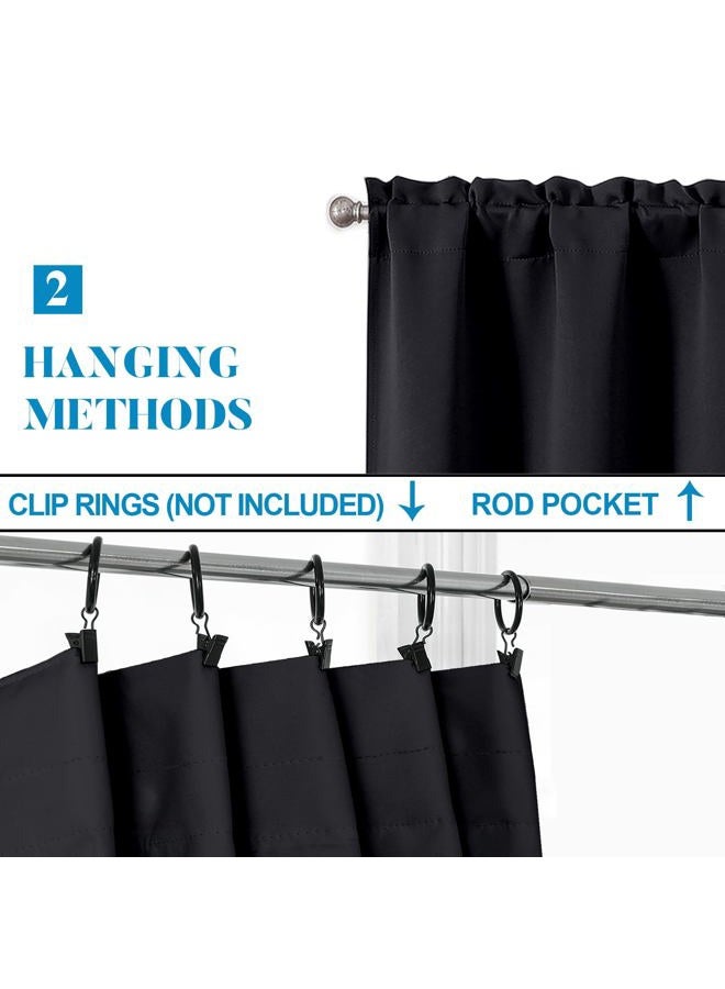 Lecloud Black Valance for Windows 14 Inch Length, Thermal Privacy Blackout Curtains, Farmhouse Kitchen Home Decor Drapes with Rods Pocket for Bathroom Cafe Basement Cabinet, 60" W x 14" L 1 Panel - Image 4