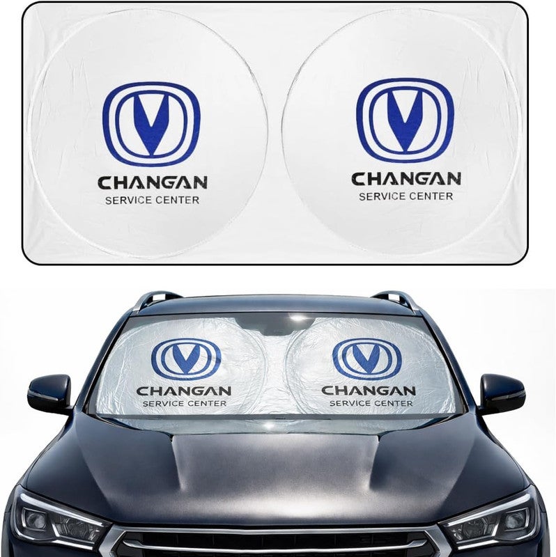 Changan Foldable Car Windshield Sunshade for Front Glass – 150 × 75 cm Reflective UV Protection Sun Shade, Heat Reduction Interior Protector with Easy Twist Fold Storage - Image 1