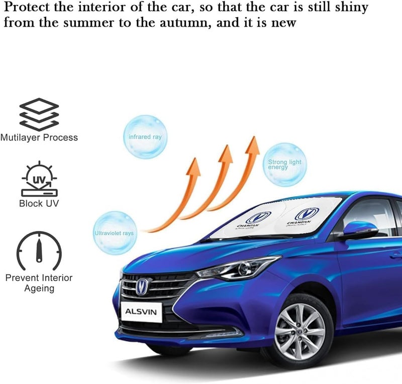 Changan Foldable Car Windshield Sunshade for Front Glass – 150 × 75 cm Reflective UV Protection Sun Shade, Heat Reduction Interior Protector with Easy Twist Fold Storage - Image 4