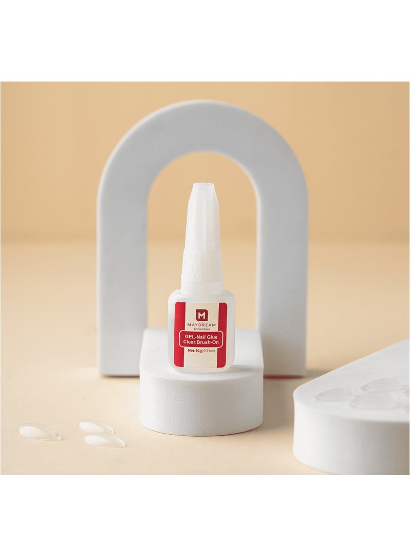 MAYDREAM Gel Nail Glue, Clear Brush-On, 10g, Maximum Strength for Nail Repairs and Tips - Image 2