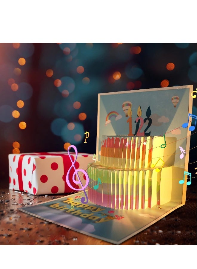 Musical Birthday Cards, 3D DIY Pop Up Light Up Happy Birthday Card, Happy Birthday Pop Up Card with Lights and Music, Happy Birthday Card Gifts for Women Men Mom Kids Exploding Singing Popup Cards - Image 2