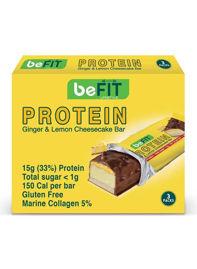 BeFit بار كعكة البروتين beFIT بنكهة الزنجبيل والليمون، 3x45غ - Image 1