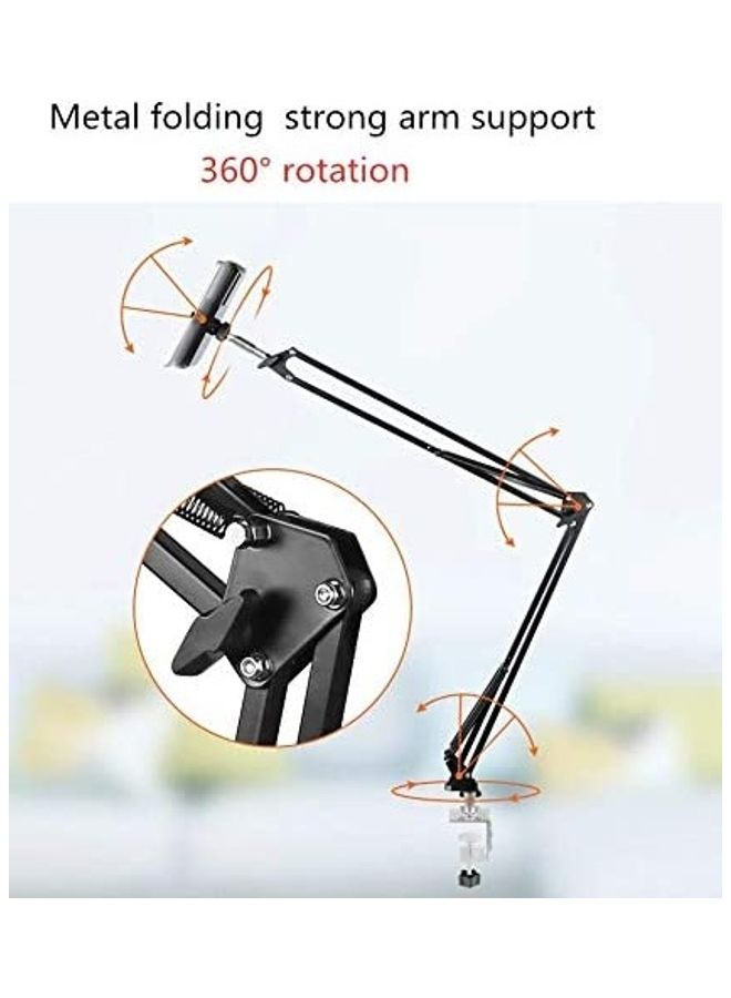 TechnoMounts Mobile Phone Stand Long Arm Adjustable Lazy Holder Black for Desk Home Office Use - Image 4