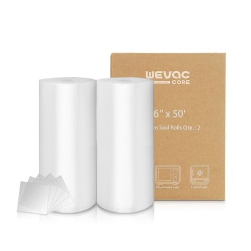 Wevac Vacuum Sealer Bags 6x50 Rolls 2 pack for Food Saver, Seal a Meal, Weston. Commercial Grade, BPA Free, Heavy Duty, Great for vac storage, Meal Prep or Sous Vide - Image 1