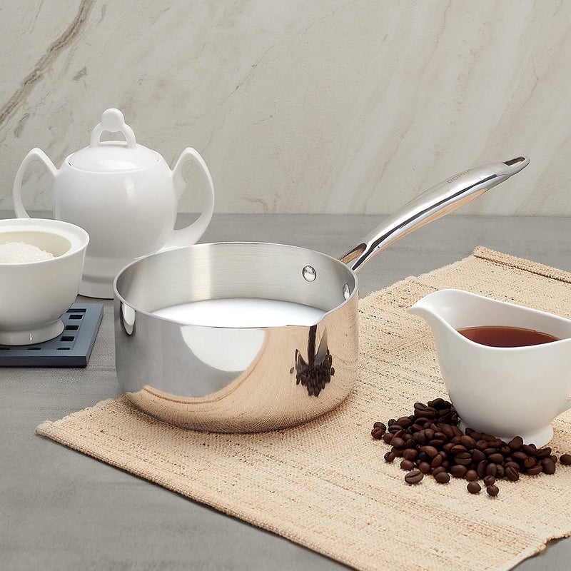 DONIV DONIV Titanium Triply Stainless Steel Milk & Tea Pan with Handle, 16 cm 1.6 Ltr Capacity, 2.5 mm Thick, Induction Compatible, Milk & Tea Pot with Triply Base, ISI Certified, 5 Year Warranty, Pack of 1  - Image 2