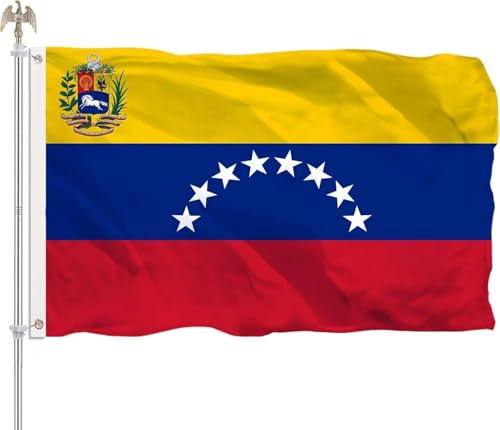 salmophy Venezuela Flag 8 Stars 3x5 Feet Bandera De Venezuela 8 Estrellas Grande Guayana Bolívar 1817 Vivid Color with 2 Brass Grommets 2 Rows of Stitches - Image 1