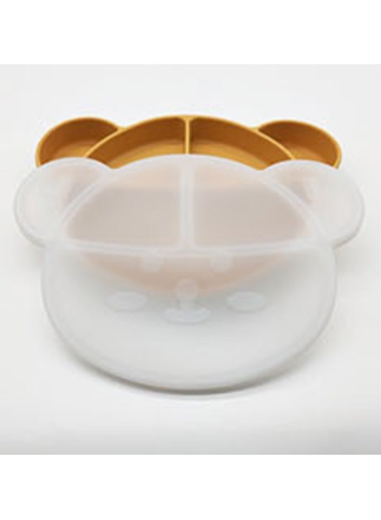 Premium Silicone Yellow Toddlers Self Eating Plate with Lid & Fork & Spoon! - Image 4