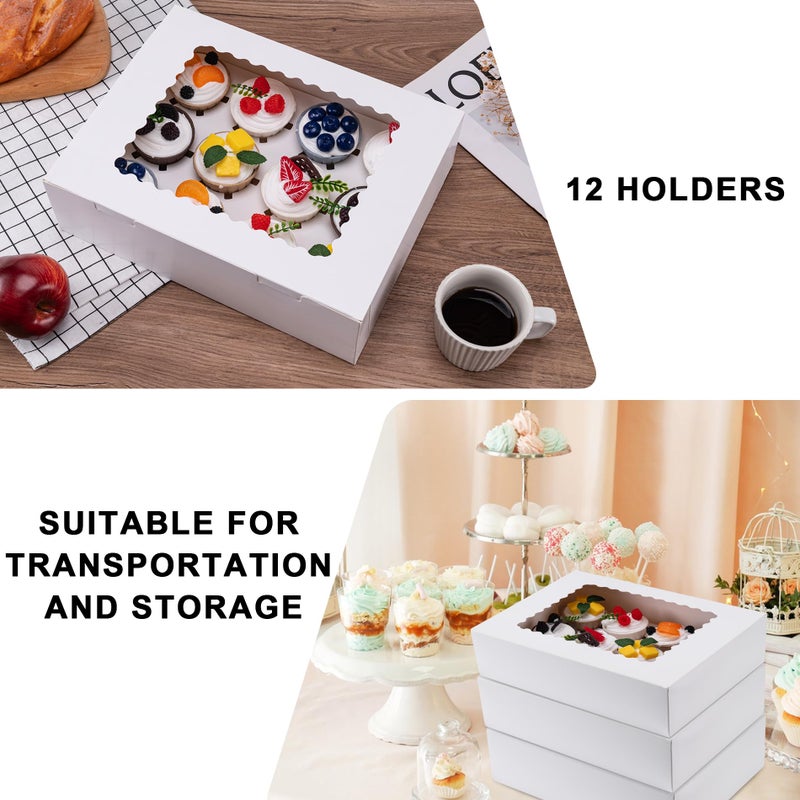 Hoewina 6PCS Cupcake Boxes - Hold 12 Count Cupcake Containers with Window, Food Grade Cupcake Holder Easy Transport and Presentation - Ideal for Cupcakes, Desserts, and More - Image 4