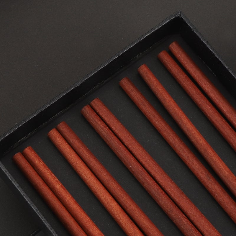 5 Pairs Chinese Style Wooden Chopsticks Set Safe Handcrafted Tableware Gift for Family FriendsRed Sandal Wood - Image 5