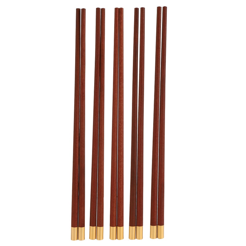 5 Pairs Chinese Style Wooden Chopsticks Set Safe Handcrafted Tableware Gift for Family FriendsRed Sandal Wood - Image 1