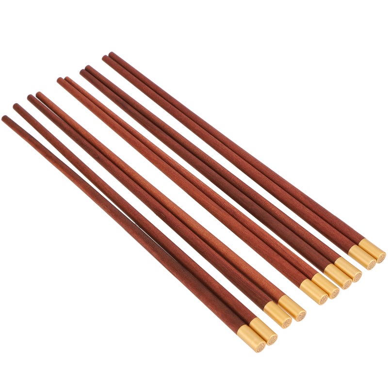 5 Pairs Chinese Style Wooden Chopsticks Set Safe Handcrafted Tableware Gift for Family FriendsRed Sandal Wood - Image 2
