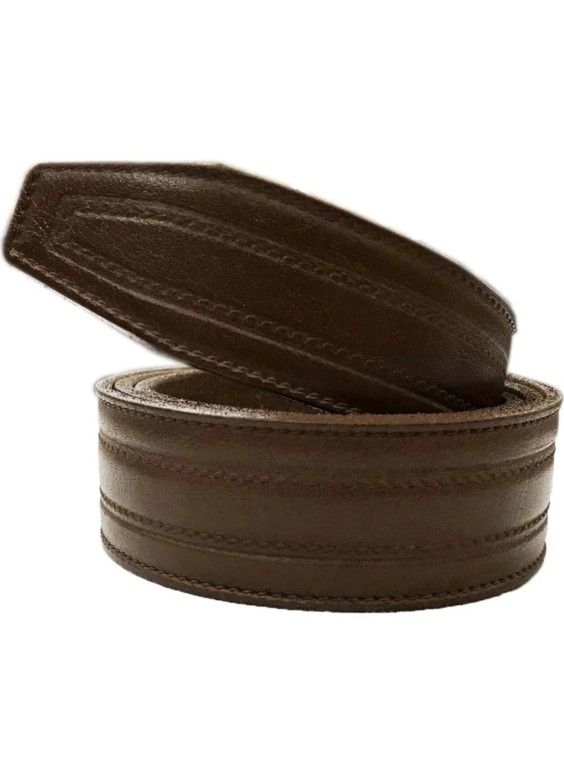 Varetta Tobacco Stripe Pattern Leather Belt