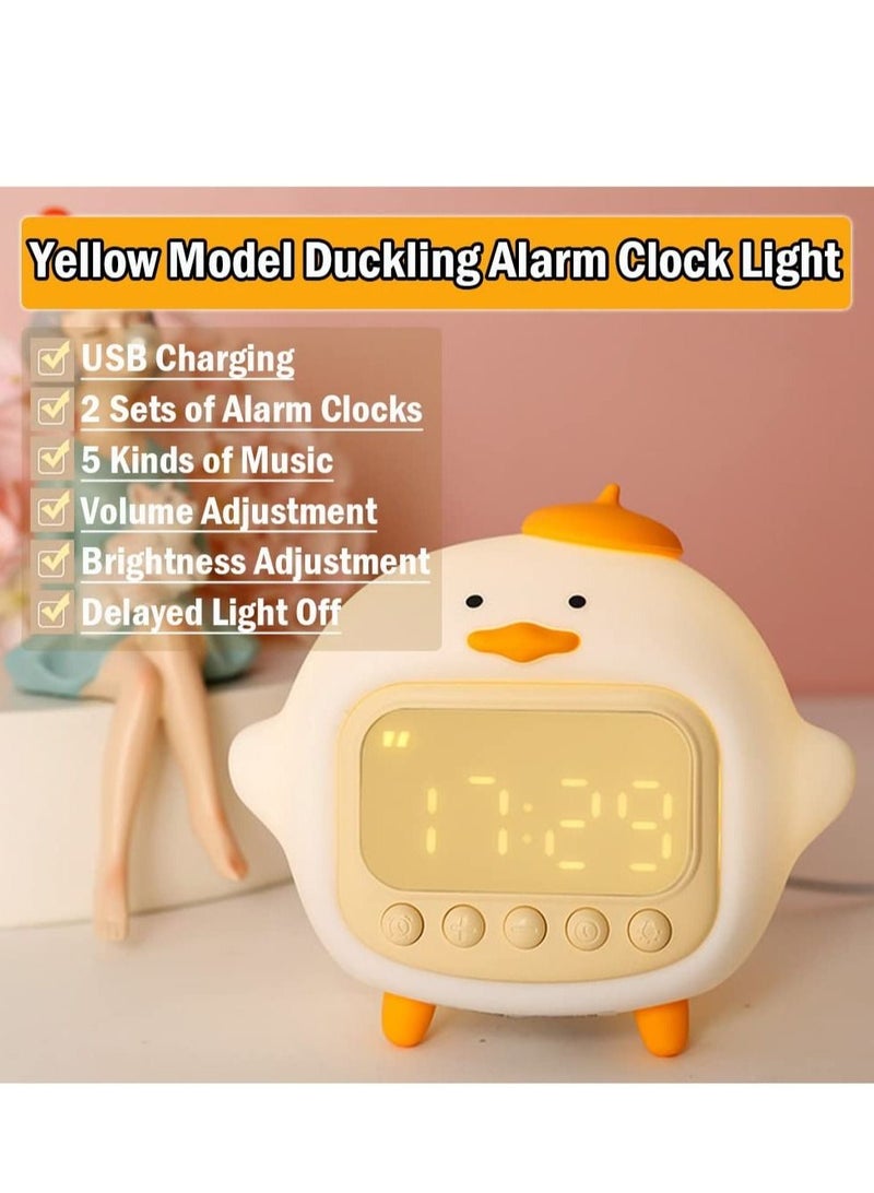 Excefore Duck Alarm Clock Night Light, Children's Fun Duckling Wake Up Lamp, Alarm Clock, Night Light for Kids' Bedroom Decoration, Sleep Training Clock, Birthday Gift(White) - Image 2