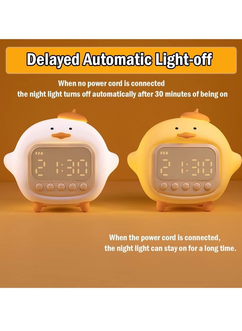 Excefore Duck Alarm Clock Night Light, Children's Fun Duckling Wake Up Lamp, Alarm Clock, Night Light for Kids' Bedroom Decoration, Sleep Training Clock, Birthday Gift(White) - Image 4