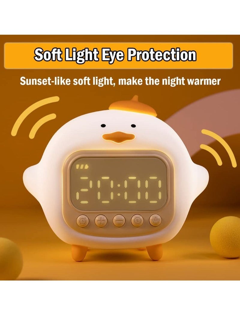 Excefore Duck Alarm Clock Night Light, Children's Fun Duckling Wake Up Lamp, Alarm Clock, Night Light for Kids' Bedroom Decoration, Sleep Training Clock, Birthday Gift(White) - Image 3