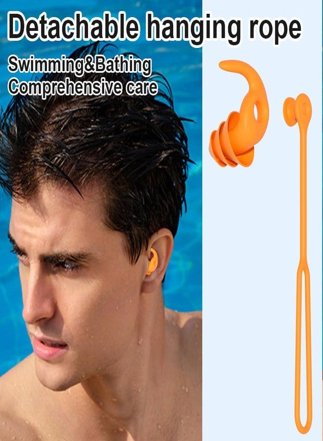 Sweylke Swimming Ear Plugs for Adults,3 Pairs Anti-Lost Waterproof Reusable Silicone Swim Earplugs for Swimming Showering Surfing Snorkeling (Black,Blue,Cyan, Adults Size) - Image 2