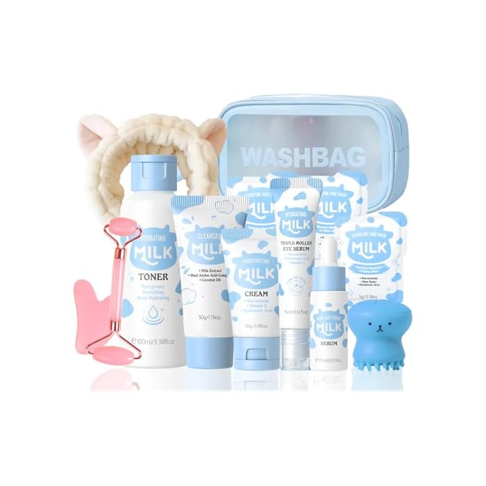 Milk Skin Care Set For Kids & Teens, 13 In 1 Hydrating & Gentle Milk Skincare For Kids, Facial Skin Care Sets & Kits For Teens Girls Ages 8-12, Birthday Gifts For Teenage Girls 13PCS