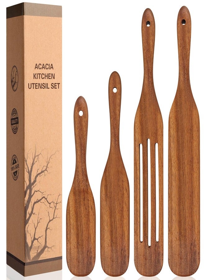 LorisArm Acacia Wood Spatula Utensil Sets, 4-Pack Wooden Spatulas Turner, Kitchen tool Wood Cooking Utensil. - Image 1