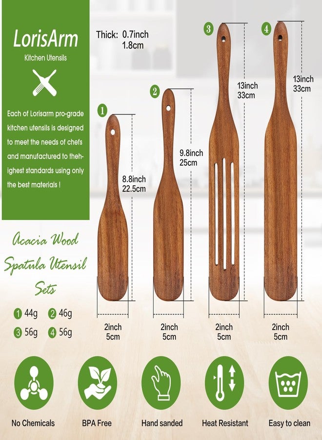 LorisArm Acacia Wood Spatula Utensil Sets, 4-Pack Wooden Spatulas Turner, Kitchen tool Wood Cooking Utensil. - Image 4