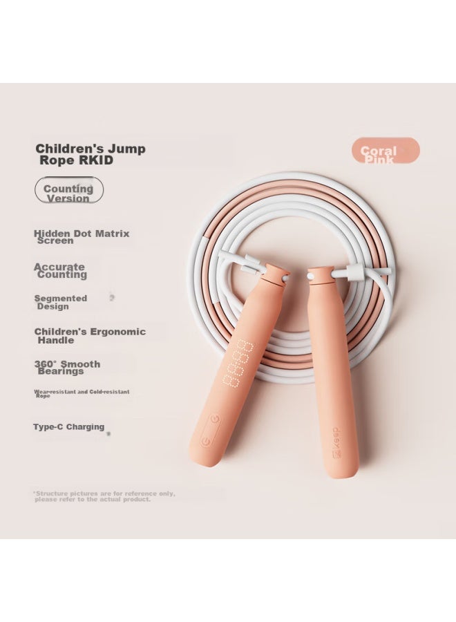 Keep Children's Counting Jump Rope, For Primary And Secondary School Students' Exam Training And Beginners, Coral Pink - Image 1