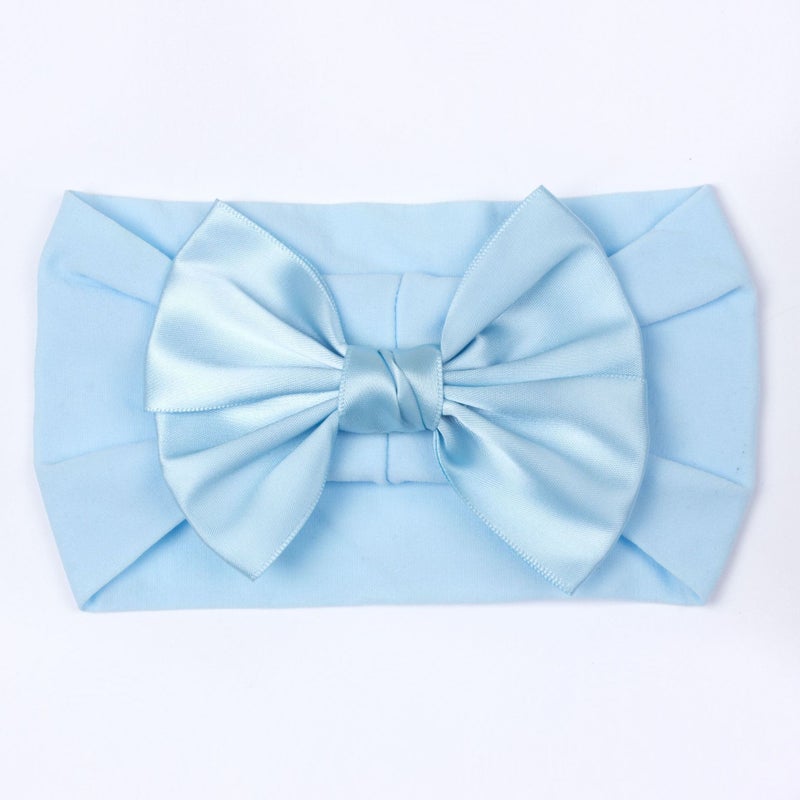 Generic 2023 European and American New Baby Soft Nylon Hair Accessories Girls Wide Edge Bow Stretch Hood Baby Hair Belt Blue