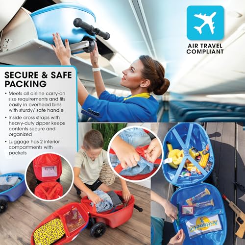 KIDDIETOTES Hardshell Kids Suitcase Scooter - Airline Approved Suitcase with Scooter - Foldable with LED Light-Up Wheels - Image 4