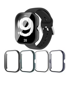 Y&D Screen Protector Case for Xiaomi Redmi Watch 4, 4 Pack Tempered Glass Hard PC Bumper & Film Replacement Accessories  - Image 1