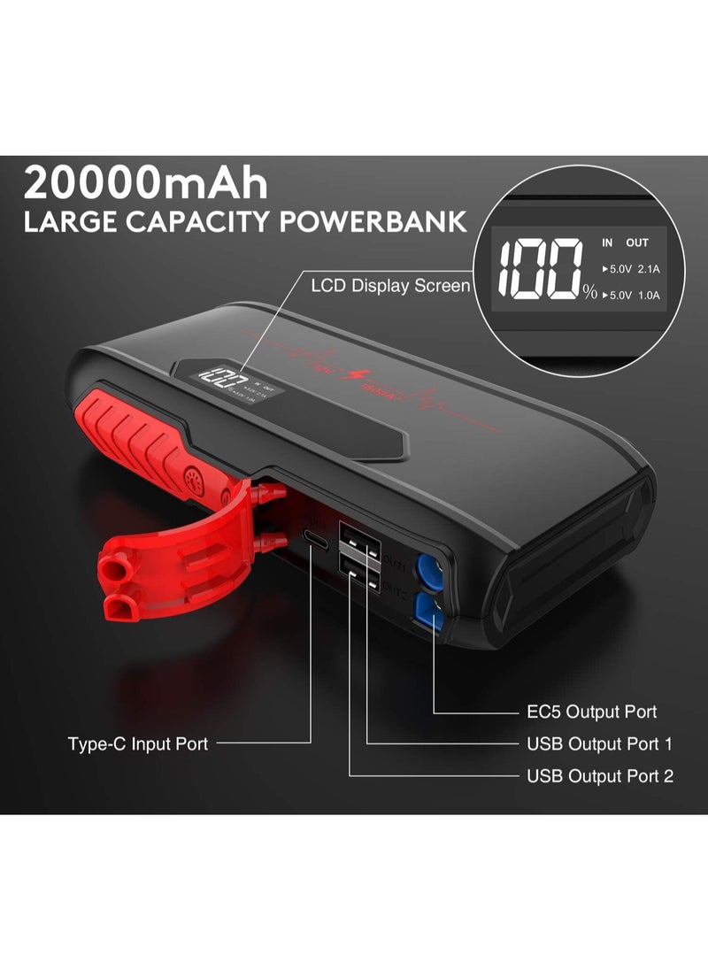 Generic Jstar 3 Car Jump Starter 1600A Peak, 20000mAh Portable Power Pack for 12V Cars, Trucks, SUVs (Up to 7L Gas/6L Diesel Engines), LCD Display, Smart Clamps, Built-In LED Flashlight, Safety Protection  - Image 3