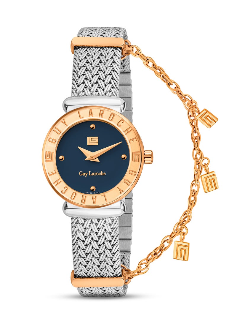 Guy Laroche Betty Watch for Women with Silver and Rosegold Stainless Steel Bracelet 25 mm 5 Atm  - Image 1