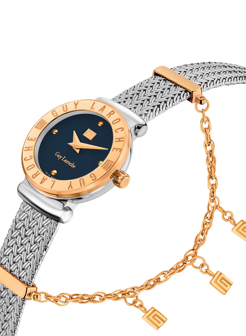 Guy Laroche Betty Watch for Women with Silver and Rosegold Stainless Steel Bracelet 25 mm 5 Atm  - Image 2