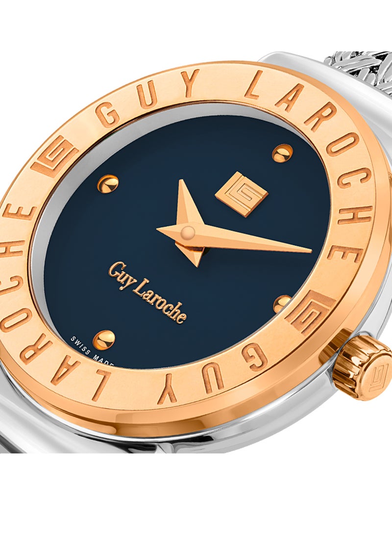 Guy Laroche Betty Watch for Women with Silver and Rosegold Stainless Steel Bracelet 25 mm 5 Atm  - Image 4