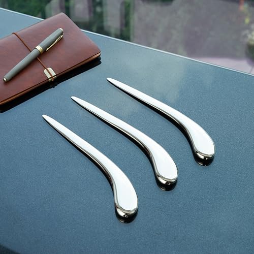Natico Originals Non-Tarnishing Silver Contemporary Home and Office Desktop Letter Opener, Sleek Curved Edge Comfortable Grip, Paperweight (30-364) - Image 4