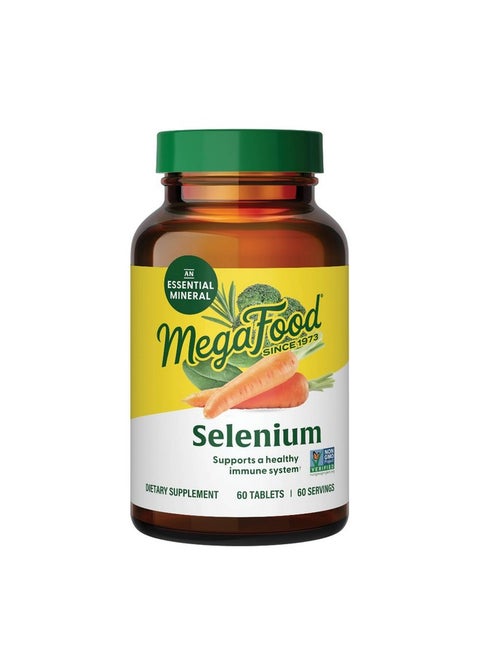 MegaFood Selenium - Selenium 50 mcg - Supplement with Food & Herb Blend - Immune Support - Vegan, Non-GMO - Made Without 9 Food Allergens - 60 Tablets (60 Servings)