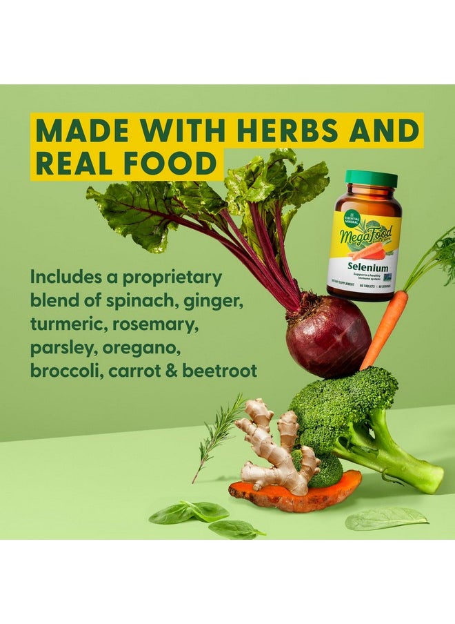 MegaFood Selenium - Selenium 50 mcg - Supplement with Food & Herb Blend - Immune Support - Vegan, Non-GMO - Made Without 9 Food Allergens - 60 Tablets (60 Servings)