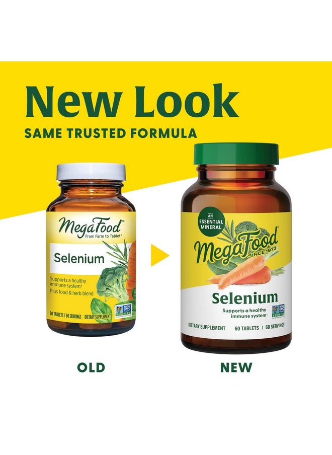 MegaFood Selenium - Selenium 50 mcg - Supplement with Food & Herb Blend - Immune Support - Vegan, Non-GMO - Made Without 9 Food Allergens - 60 Tablets (60 Servings)