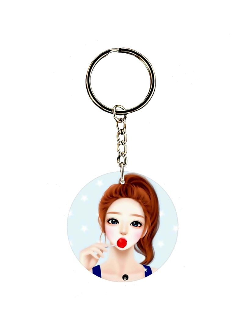 Girl Printed Dual Sided Keychain
